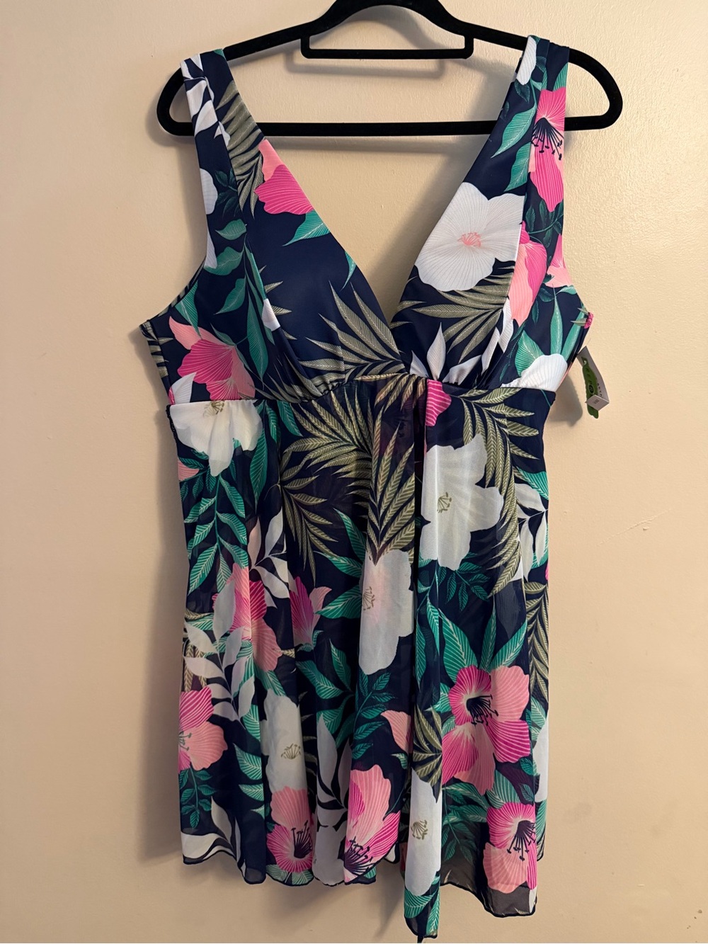 Lane Bryat Navy Floral One-Piece Swim dress